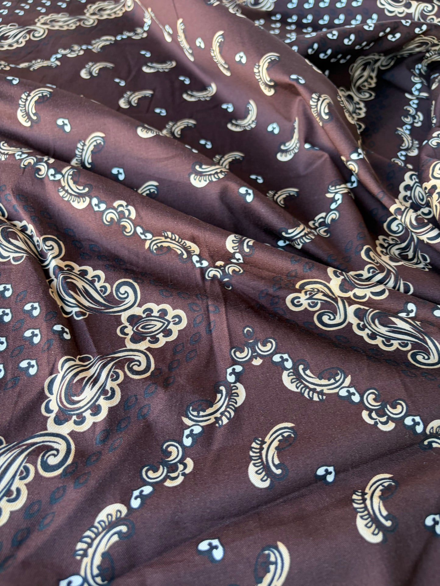RALPH 030 brown cotton twill stretch foulard style print