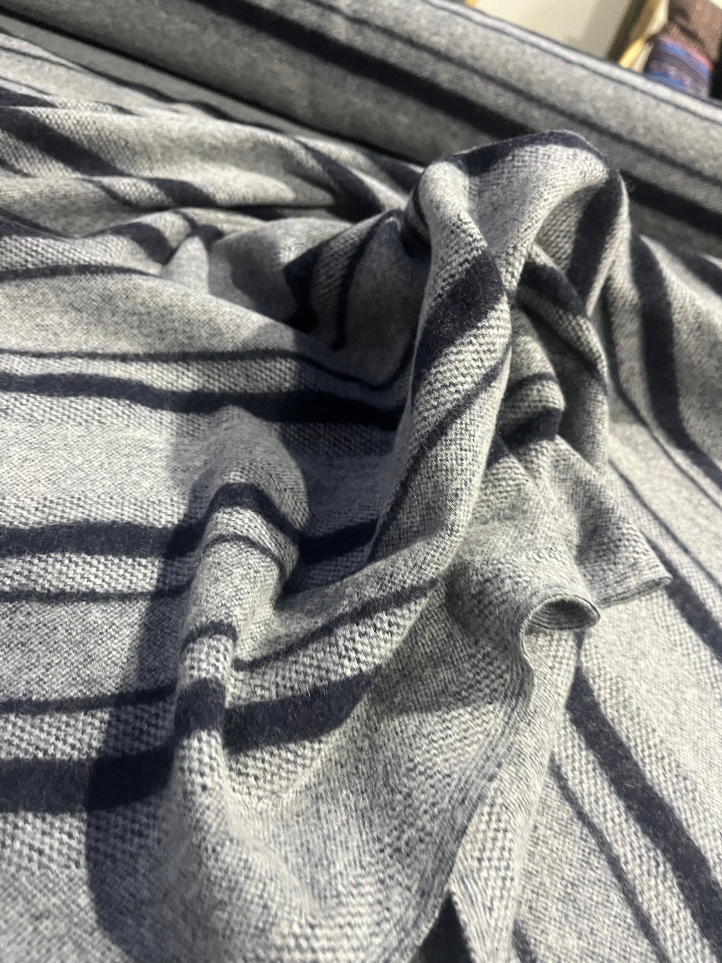 BIRMA 022 heavy wool stripes grey/navy