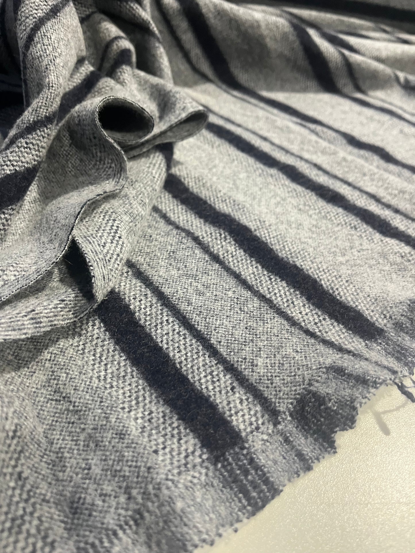 BIRMA 022 heavy wool stripes grey/navy