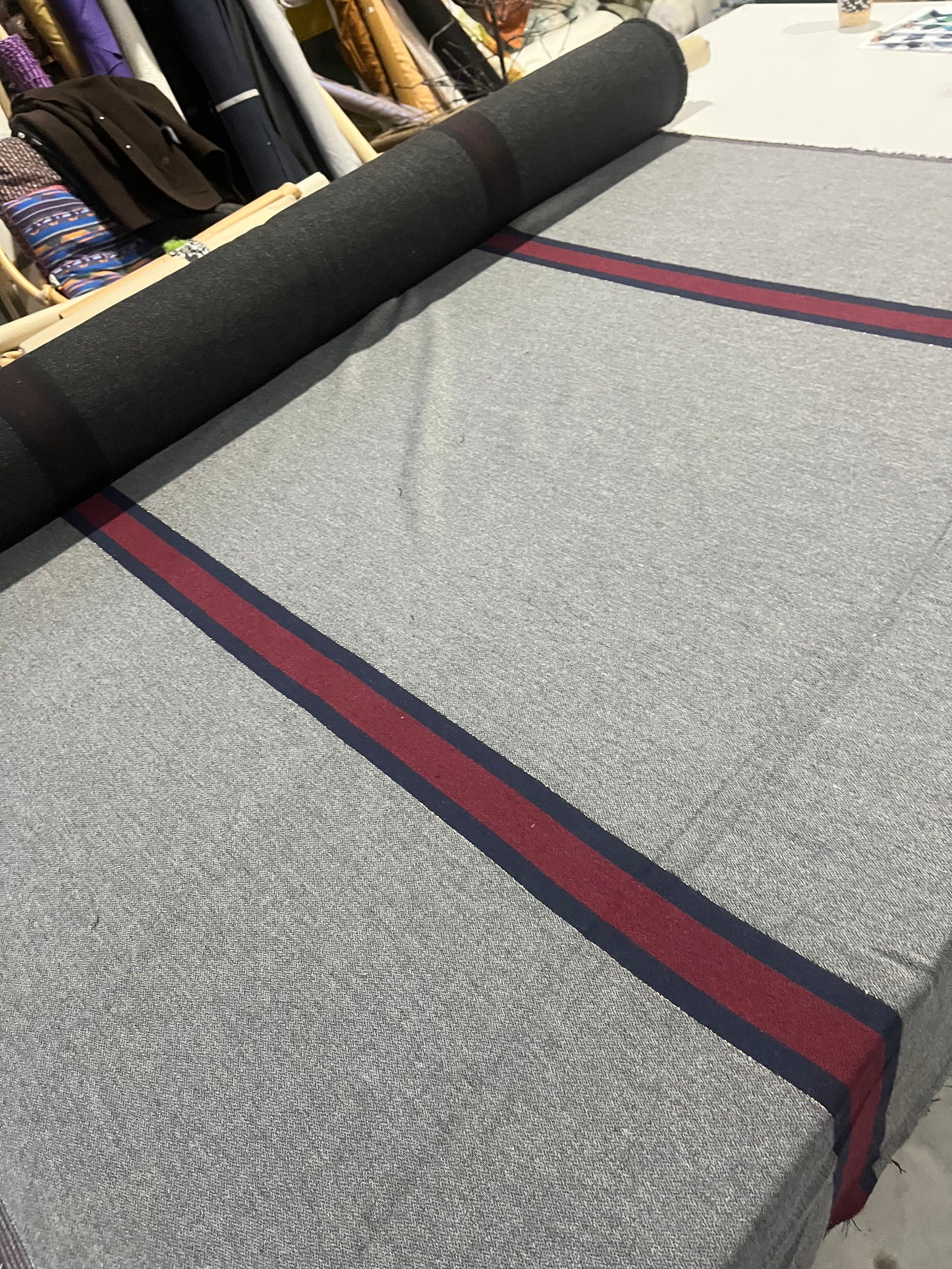 BIRMA 023 wool drape with stripes