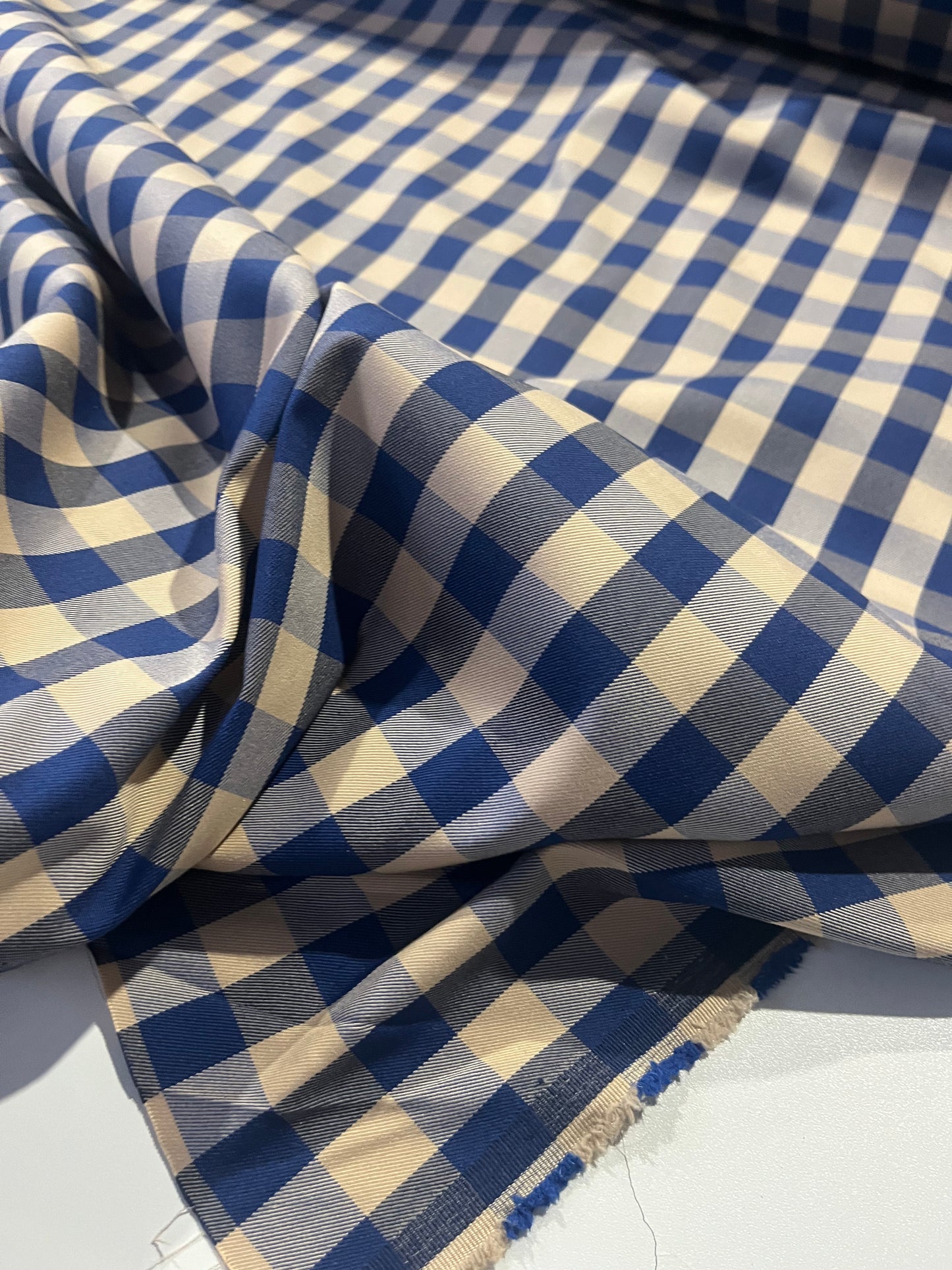 TOM 020 stretch check cobalt/sand