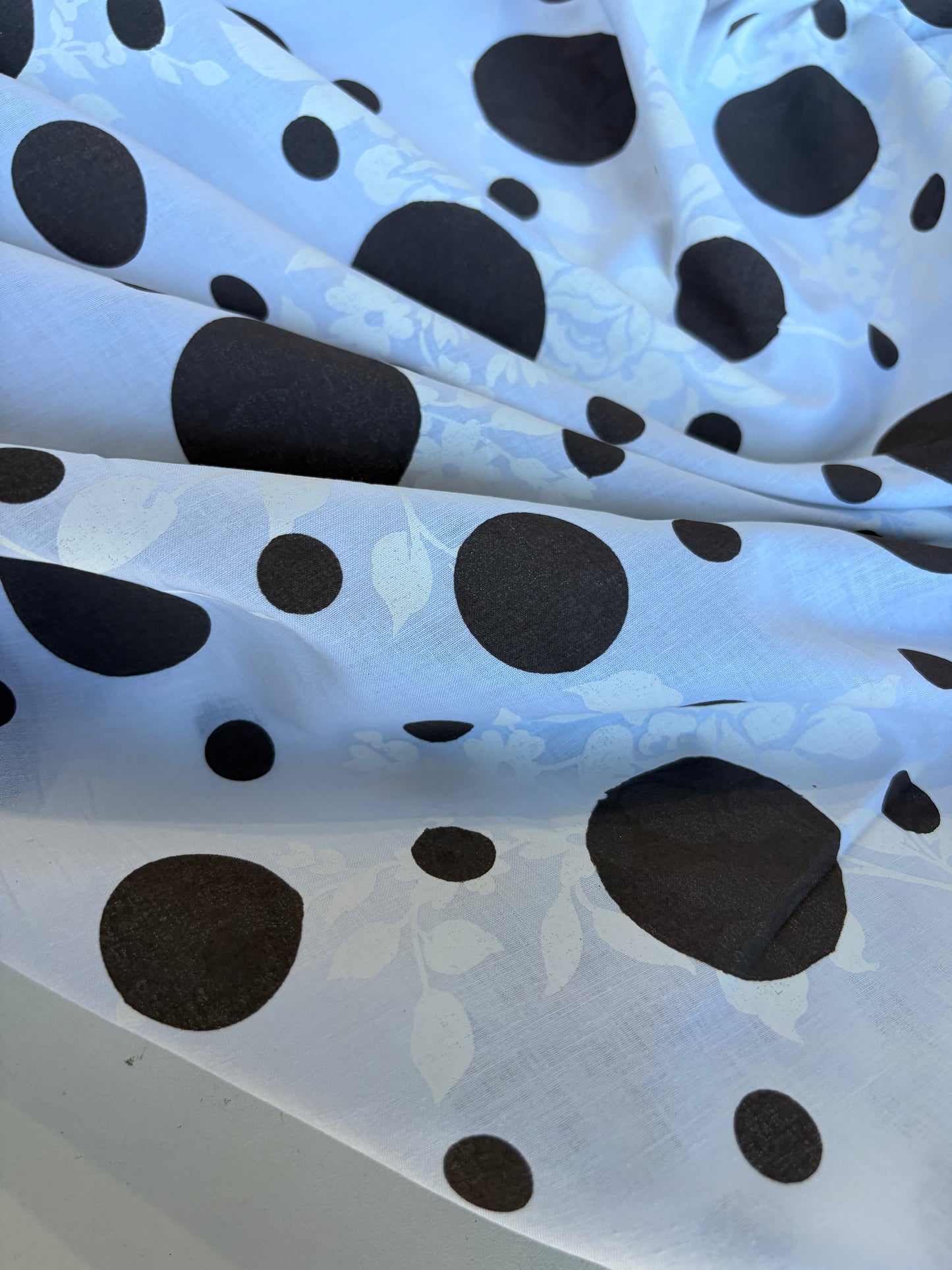 RALPH 035 brown/white dots and flowers cotton voile print