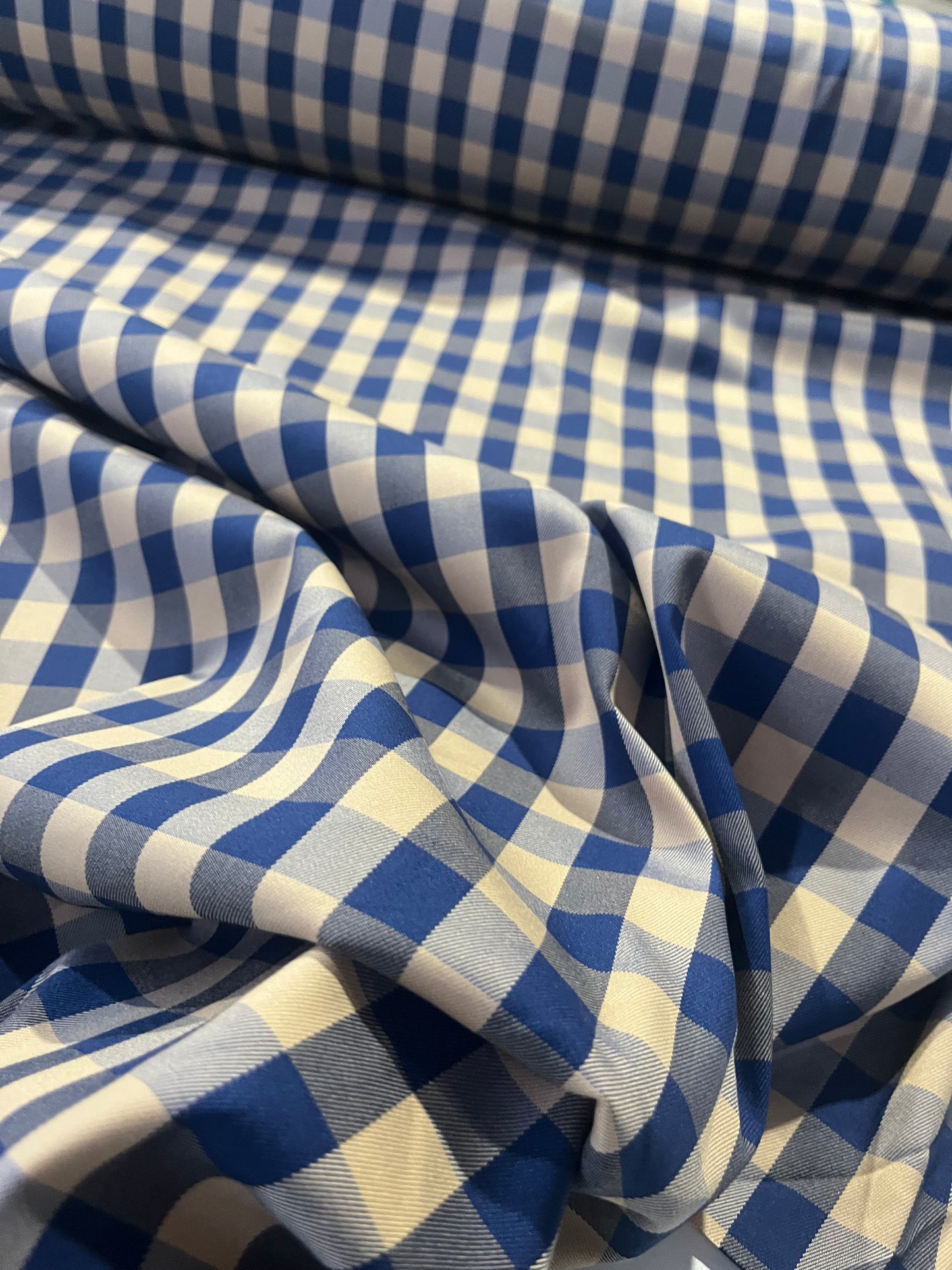 TOM 020 stretch check cobalt/sand