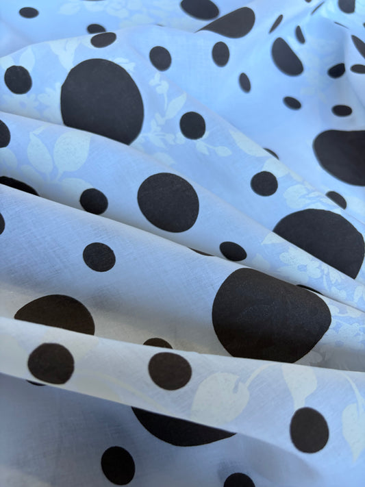 RALPH 035 brown/white dots and flowers cotton voile print