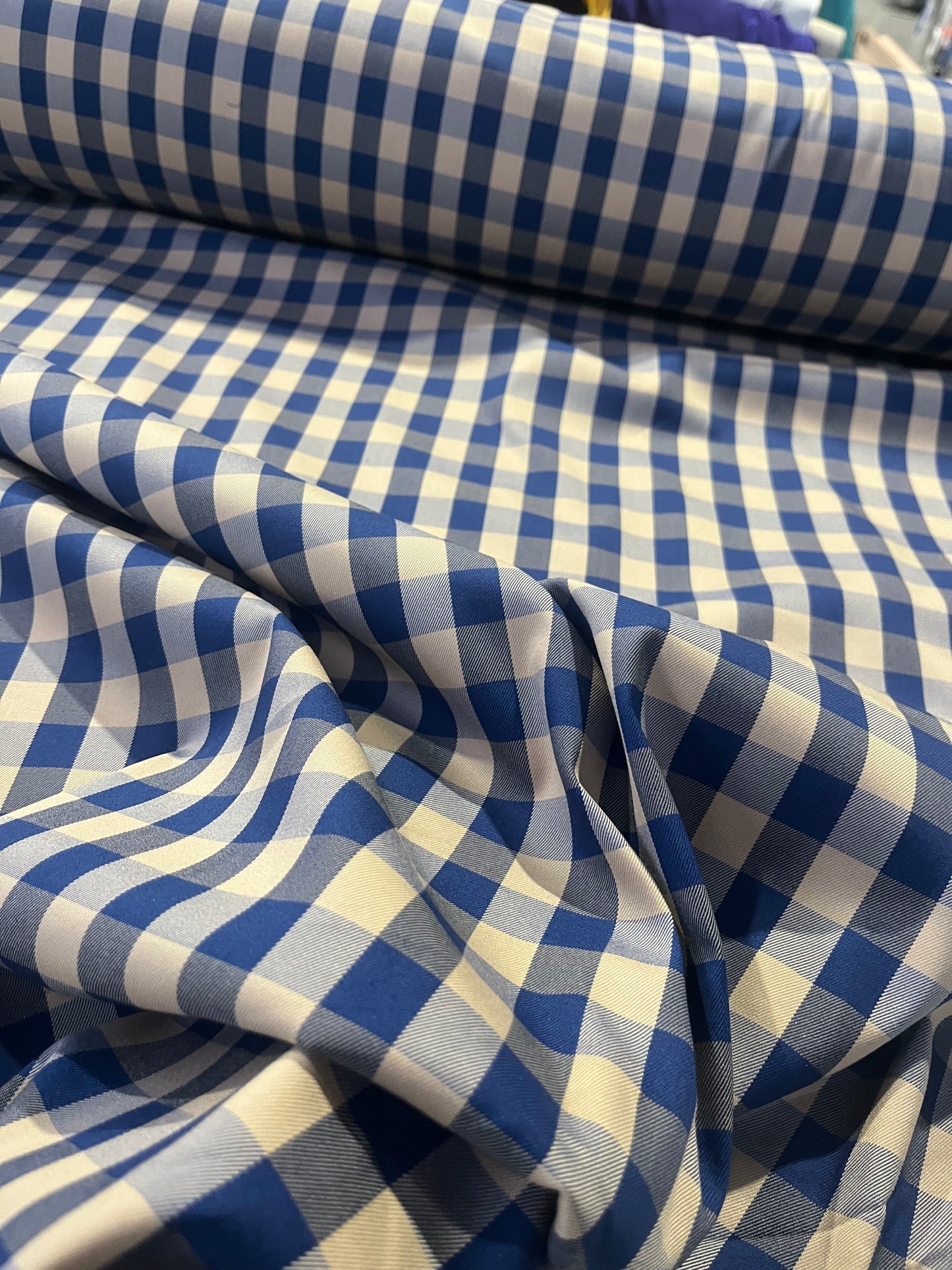 TOM 020 stretch check cobalt/sand