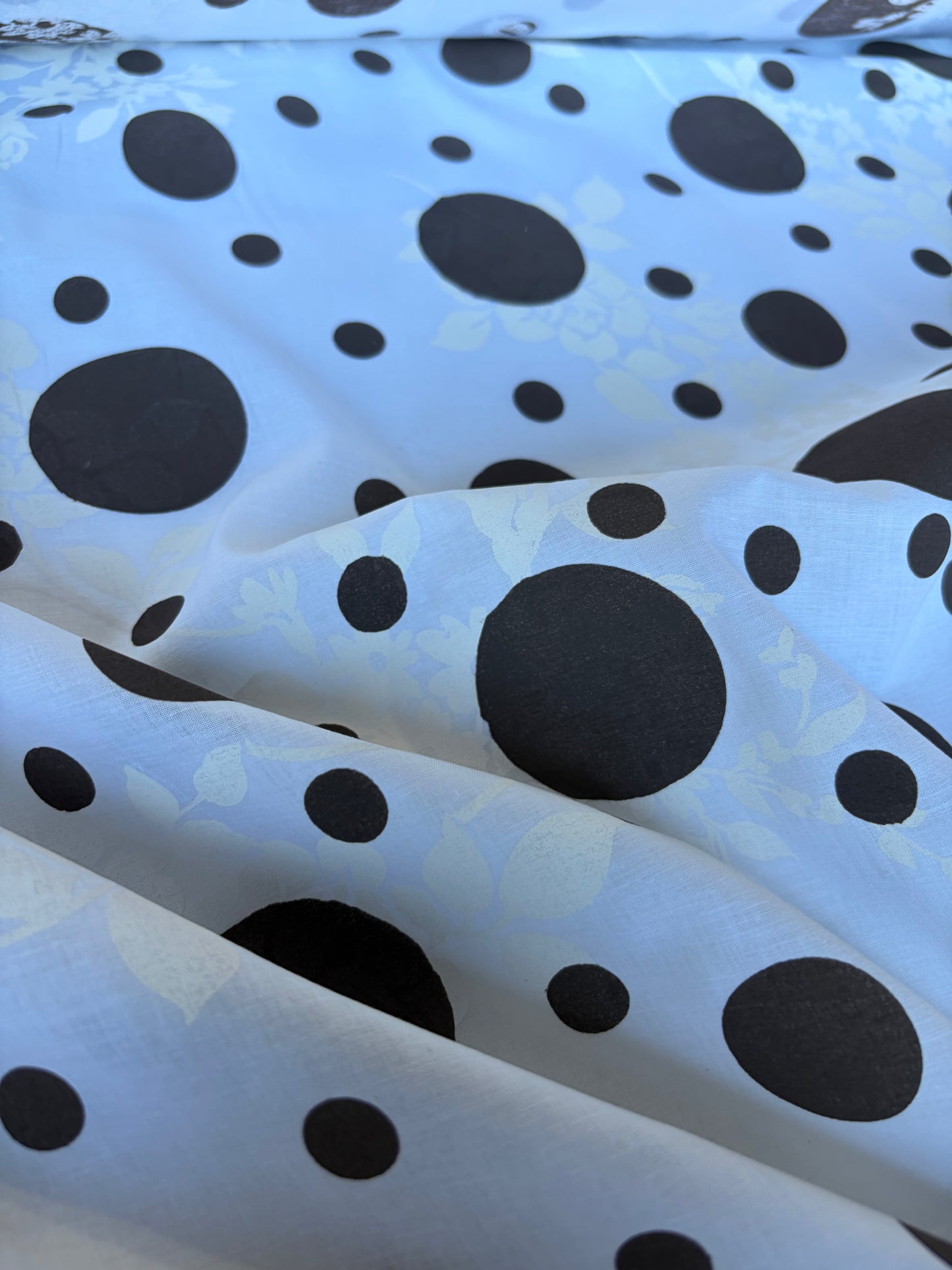 RALPH 035 brown/white dots and flowers cotton voile print