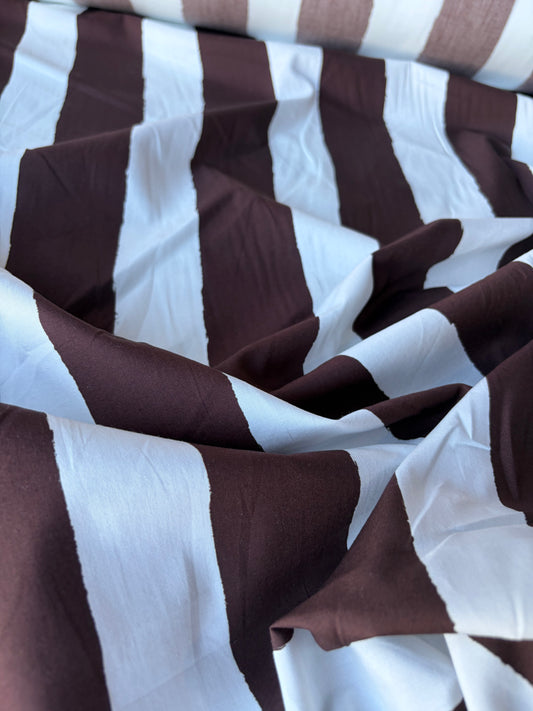 RALPH 036 brown/white painted stripes cotton poplin print
