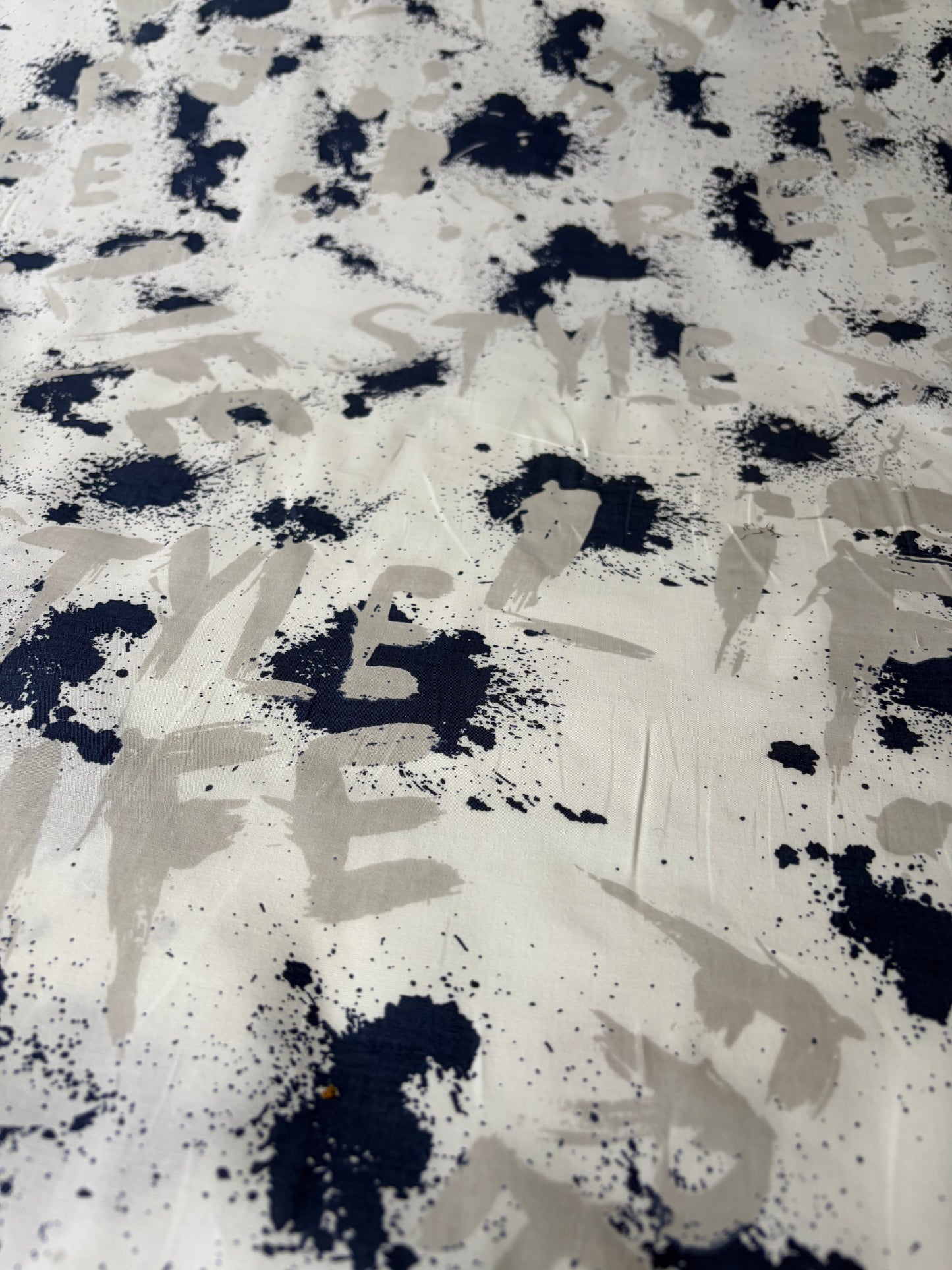 PHIL 017 cotton poplin stretch indigo/grey paint stains