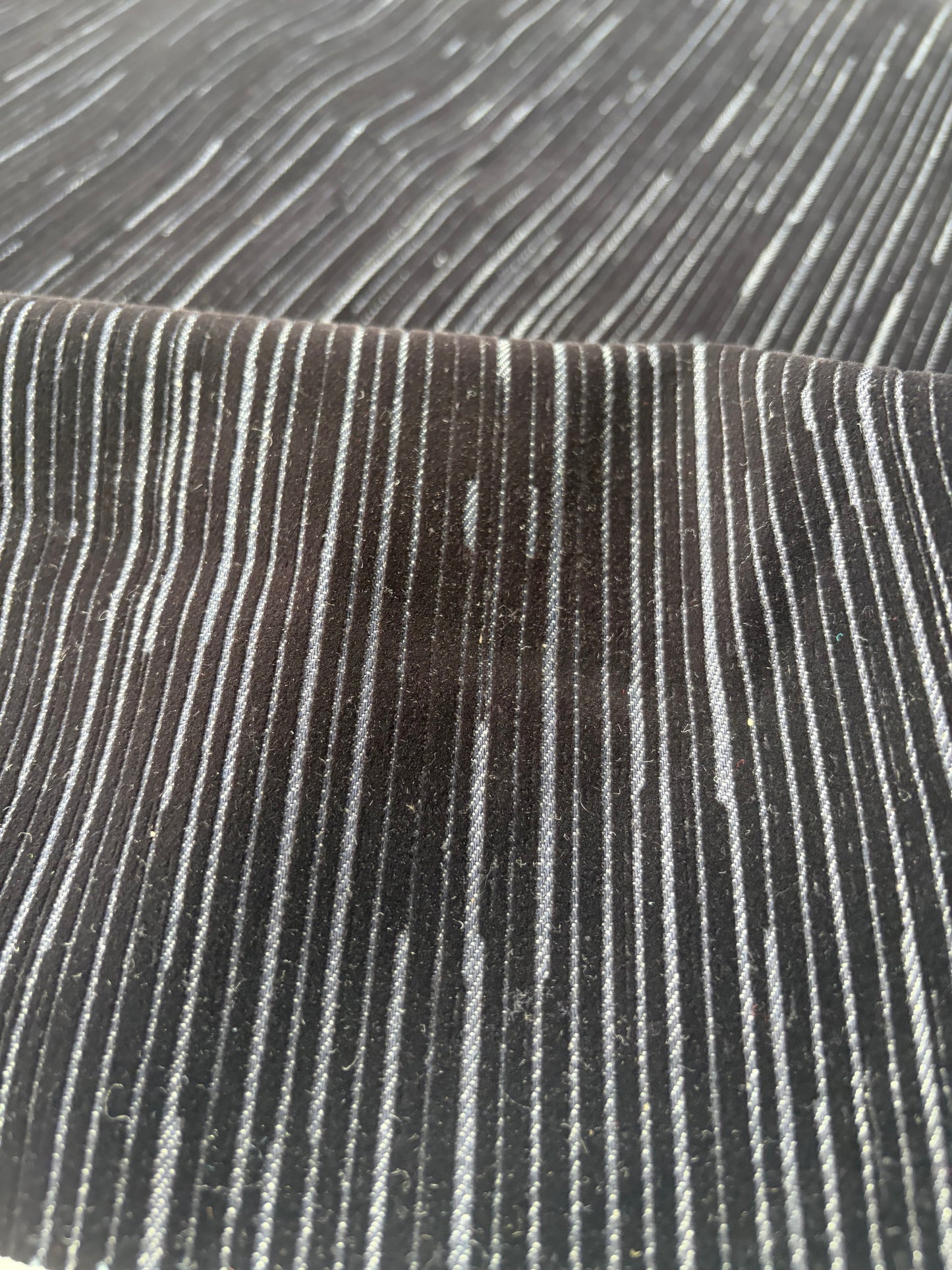 RALPH 040 black striped velvet denim