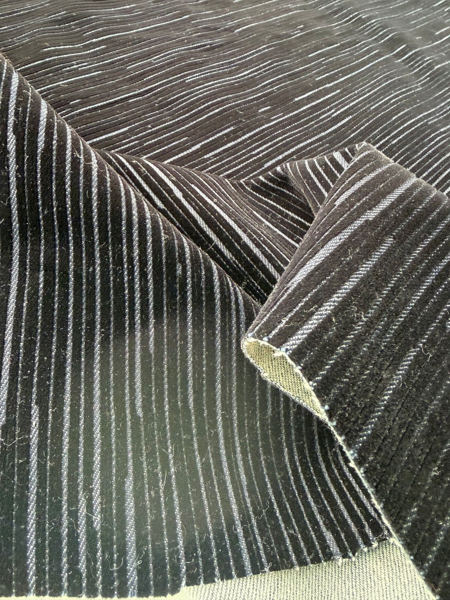 RALPH 040 black striped velvet denim