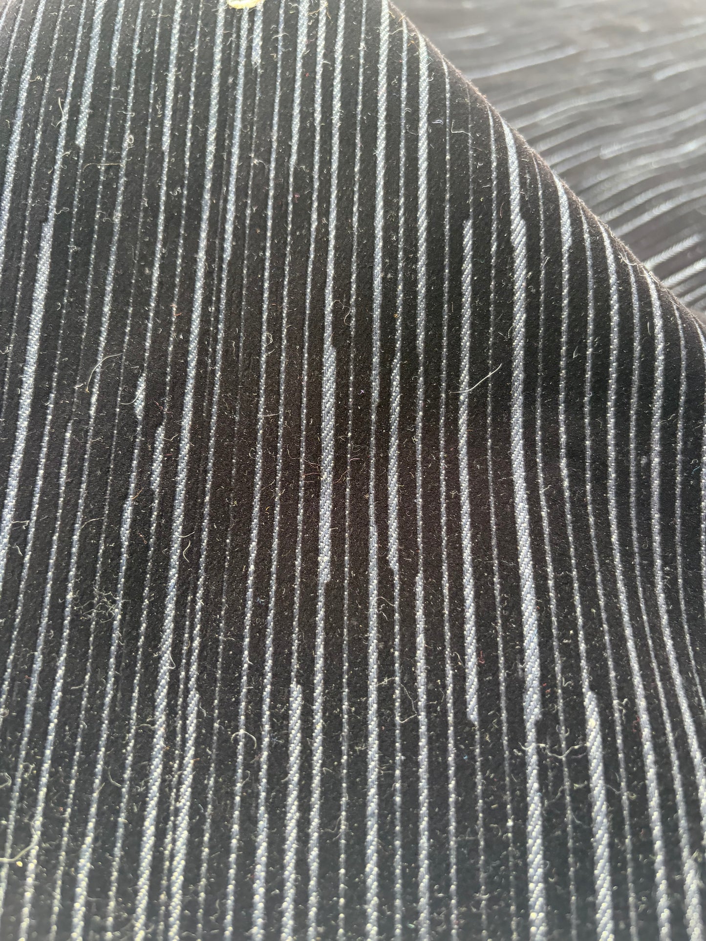 RALPH 040 black striped velvet denim