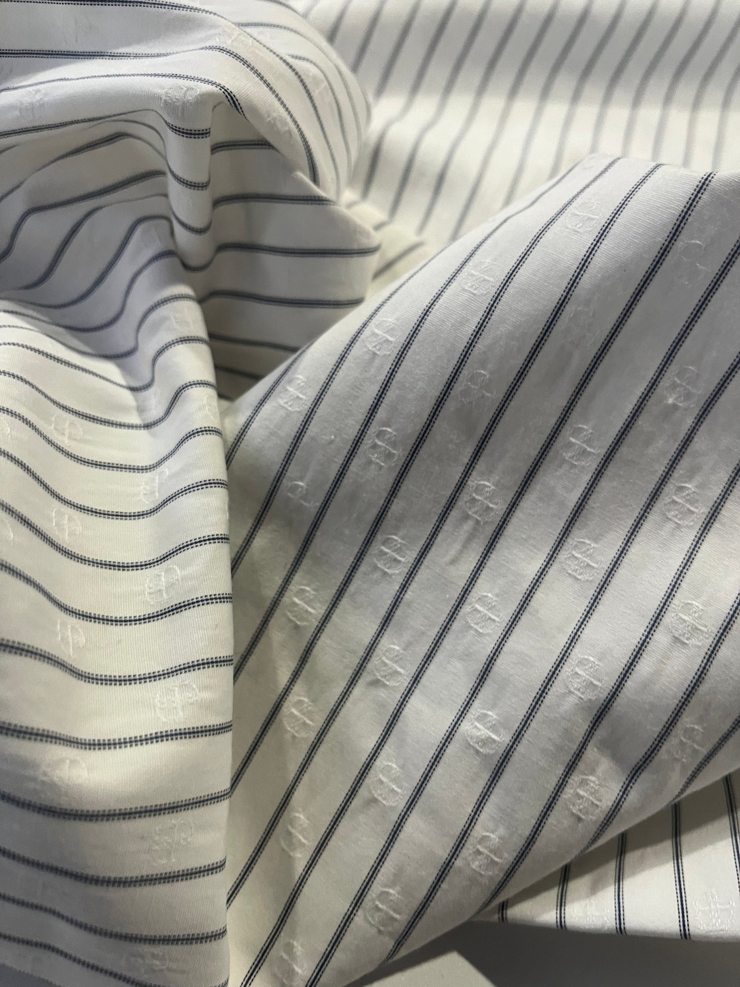 TOM 026 colourwoven cotton stripe with small jacquard