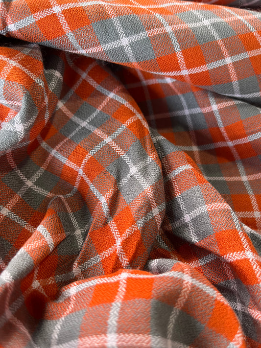 B02 check orange grey in cotton viscose