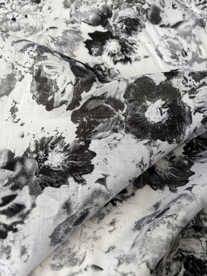 RALPH 041 black/white faded flowers cotton voile
