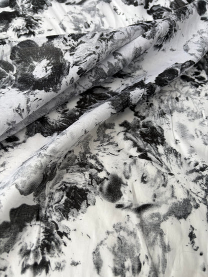 RALPH 041 black/white faded flowers cotton voile