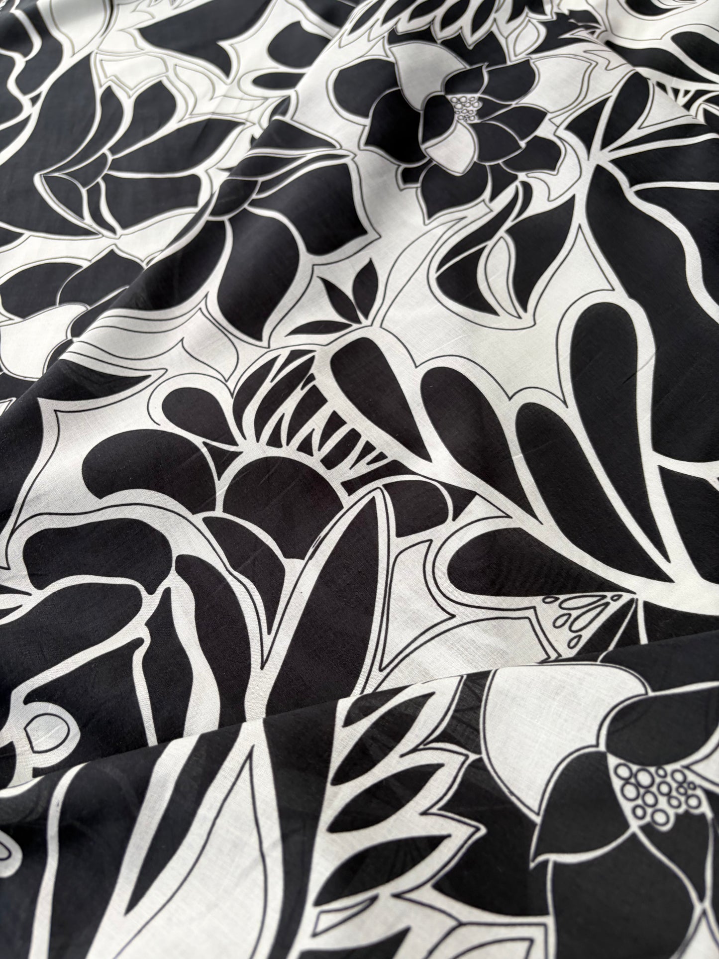 RALPH 042 black/white graphical flowerprint cotton voile