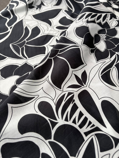 RALPH 042 black/white graphical flowerprint cotton voile