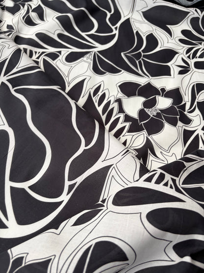RALPH 042 black/white graphical flowerprint cotton voile
