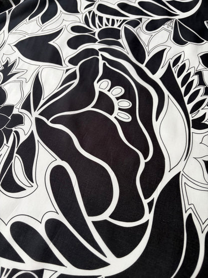 RALPH 042 black/white graphical flowerprint cotton voile