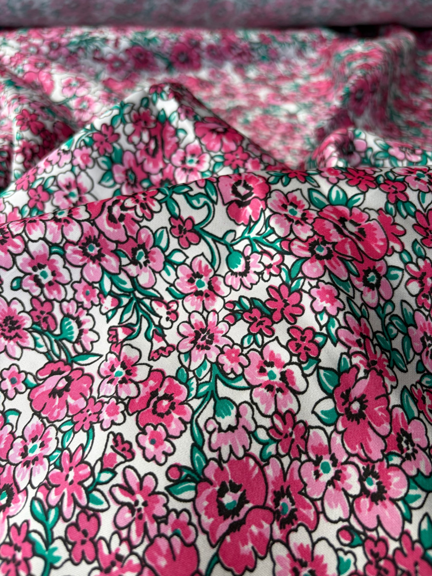 RALPH 044 pink/green flowers viscose twill print