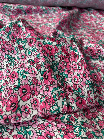 RALPH 044 pink/green flowers viscose twill print