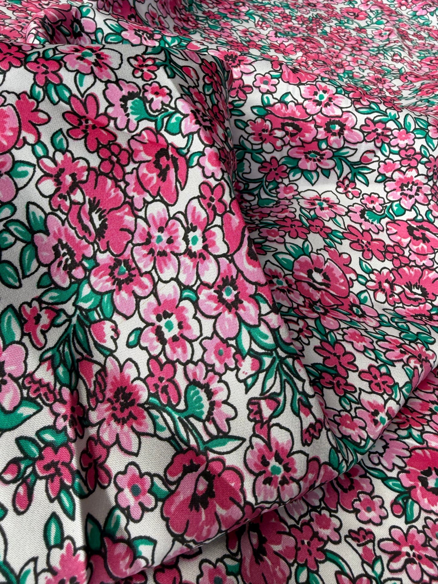 RALPH 044 pink/green flowers viscose twill print