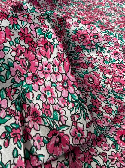 RALPH 044 pink/green flowers viscose twill print
