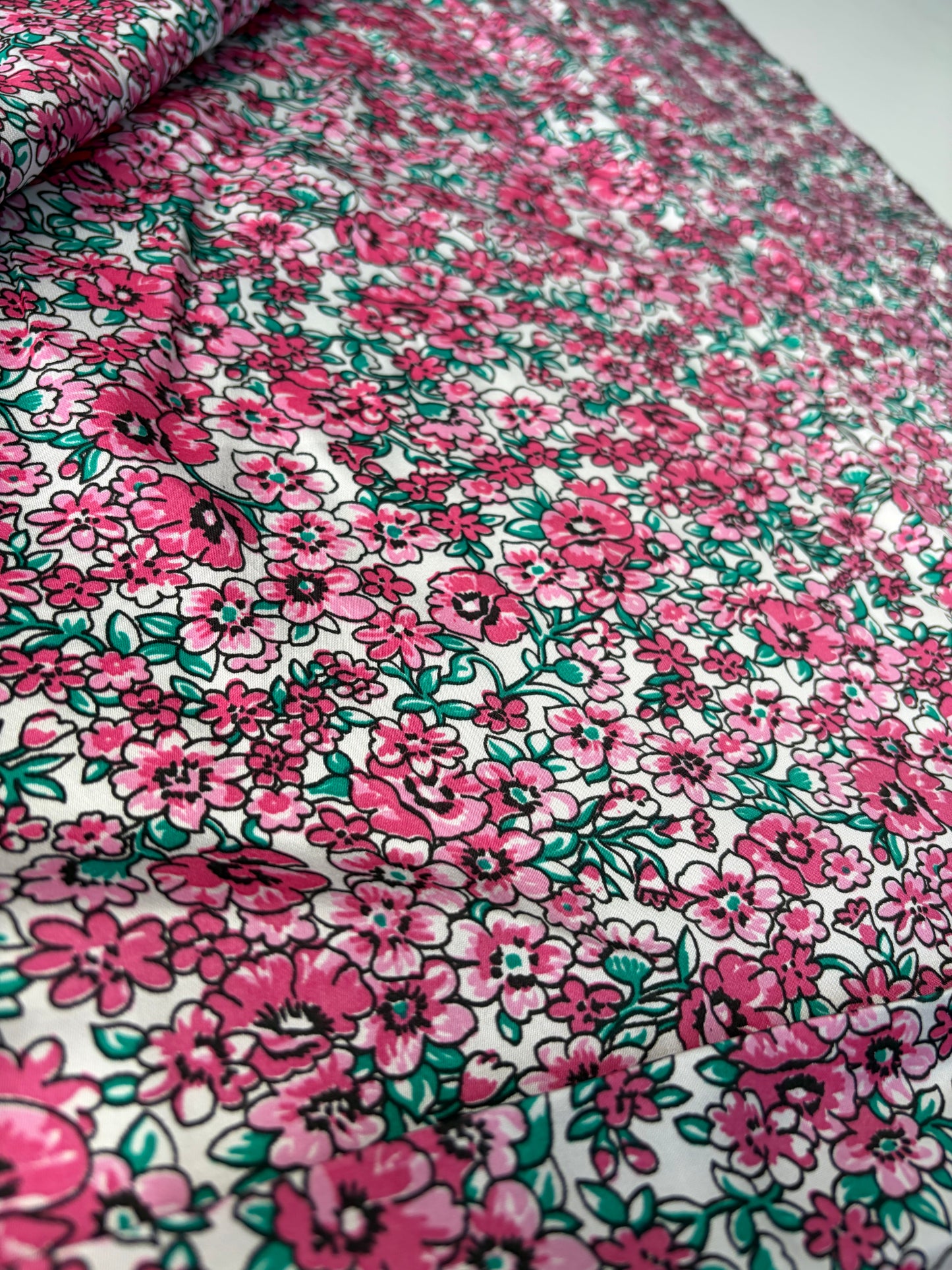 RALPH 044 pink/green flowers viscose twill print