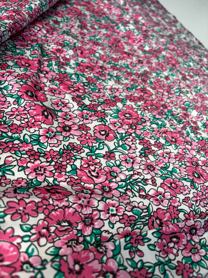 RALPH 044 pink/green flowers viscose twill print