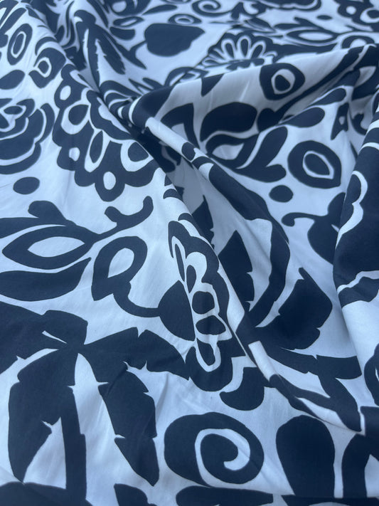 LOUIS 012 cotton satin with black/white print