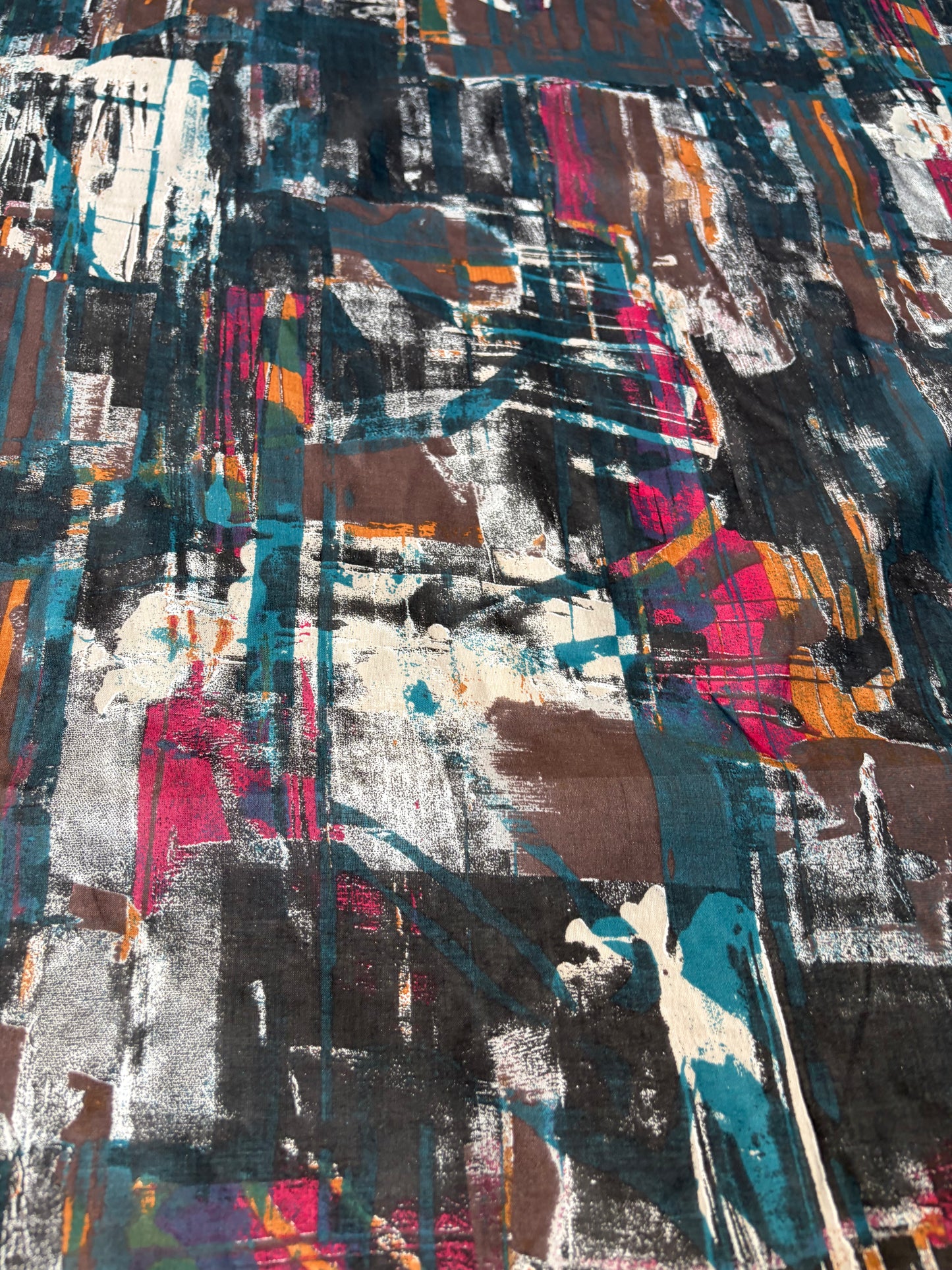 RALPH 046 brown/petrol/fuchsia messy print cotton voile
