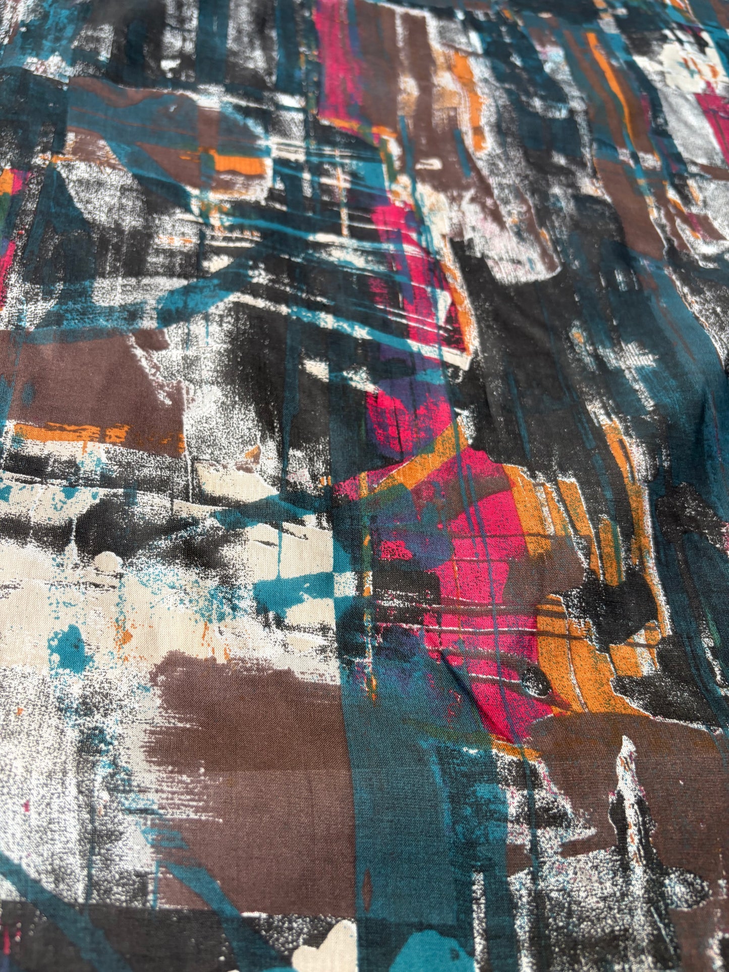 RALPH 046 brown/petrol/fuchsia messy print cotton voile