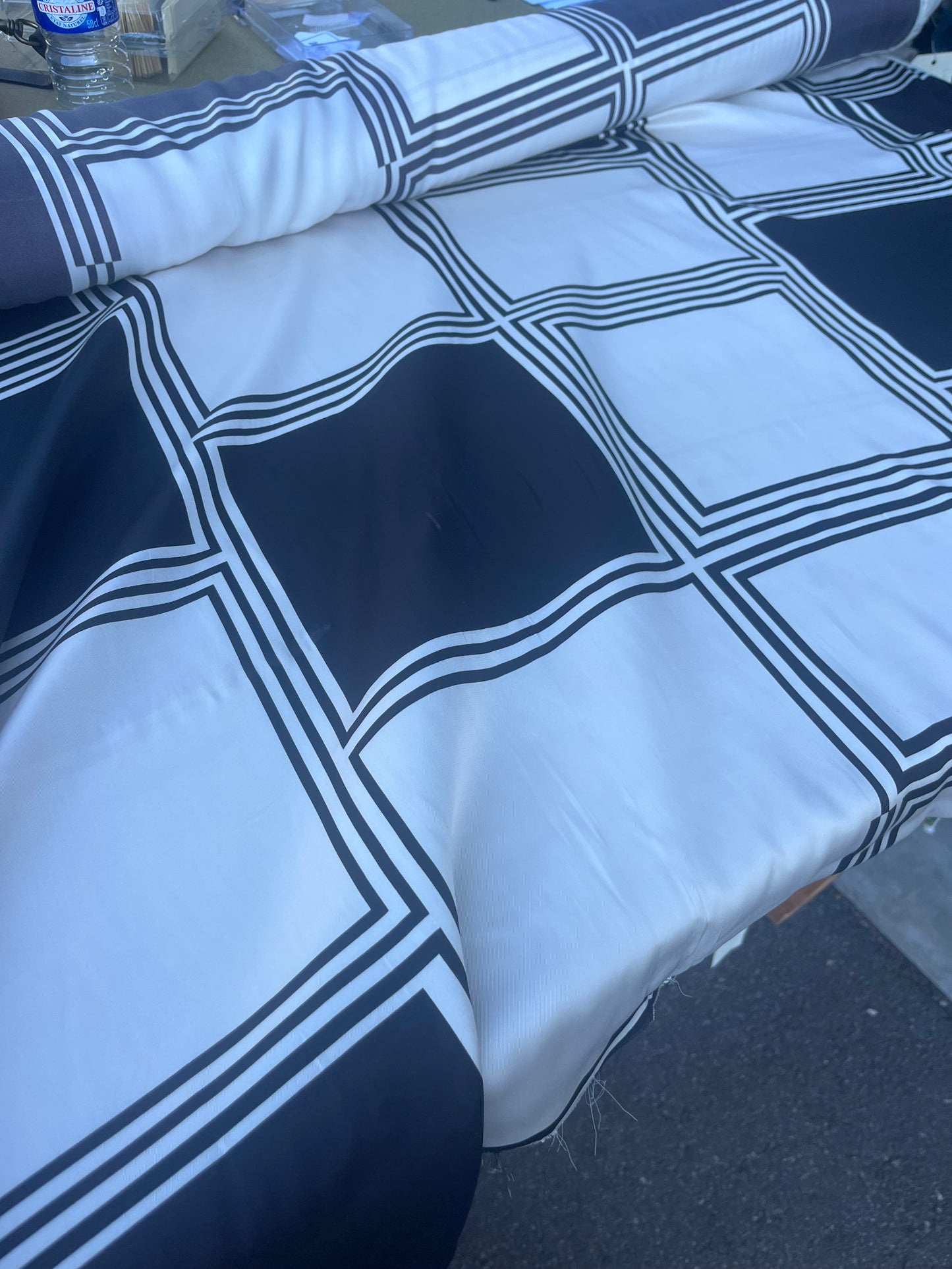 LOUIS 013 twill with black/white big checkered print