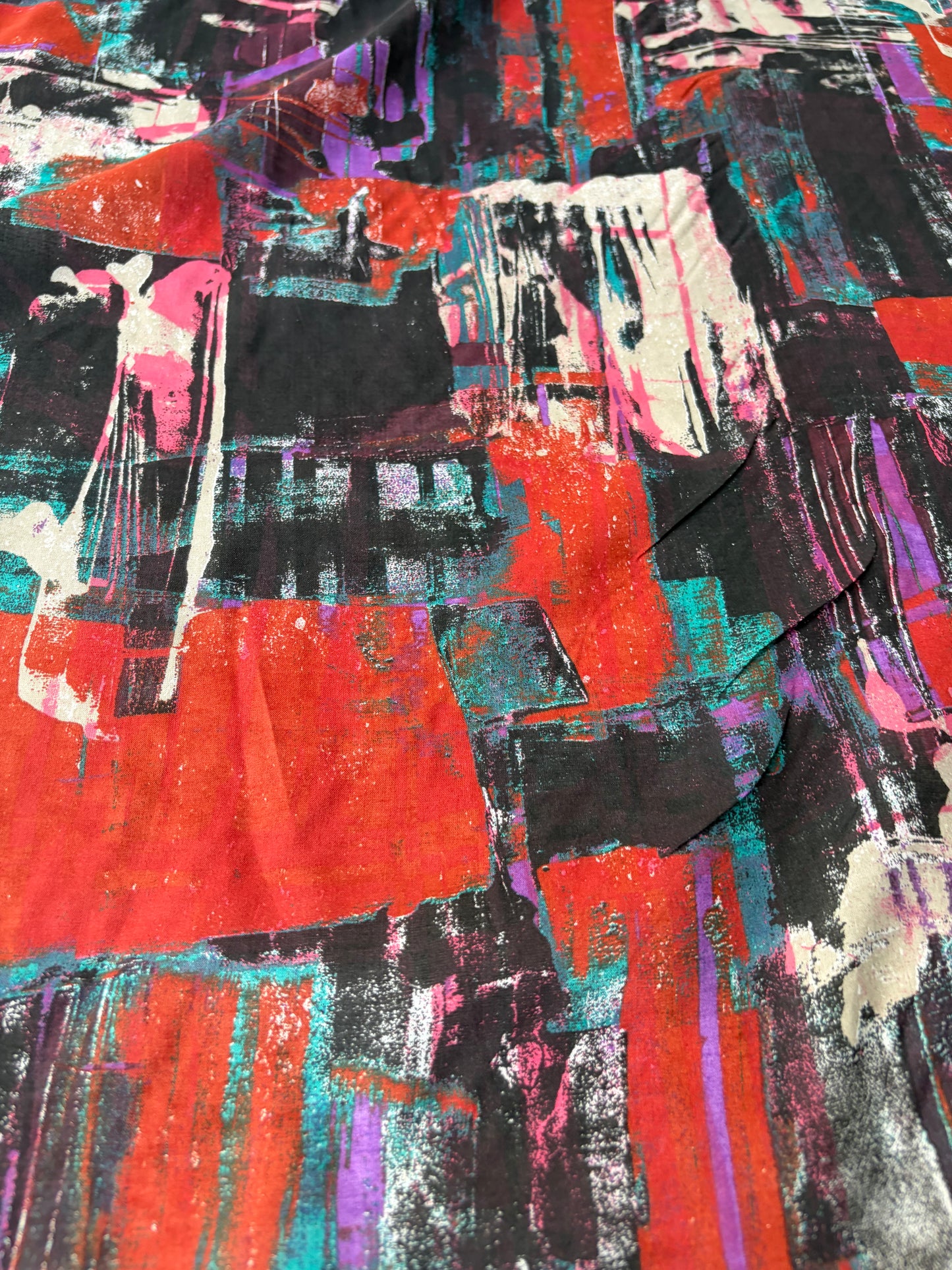 RALPH 047 brown/orange/lilac messy print cotton voile