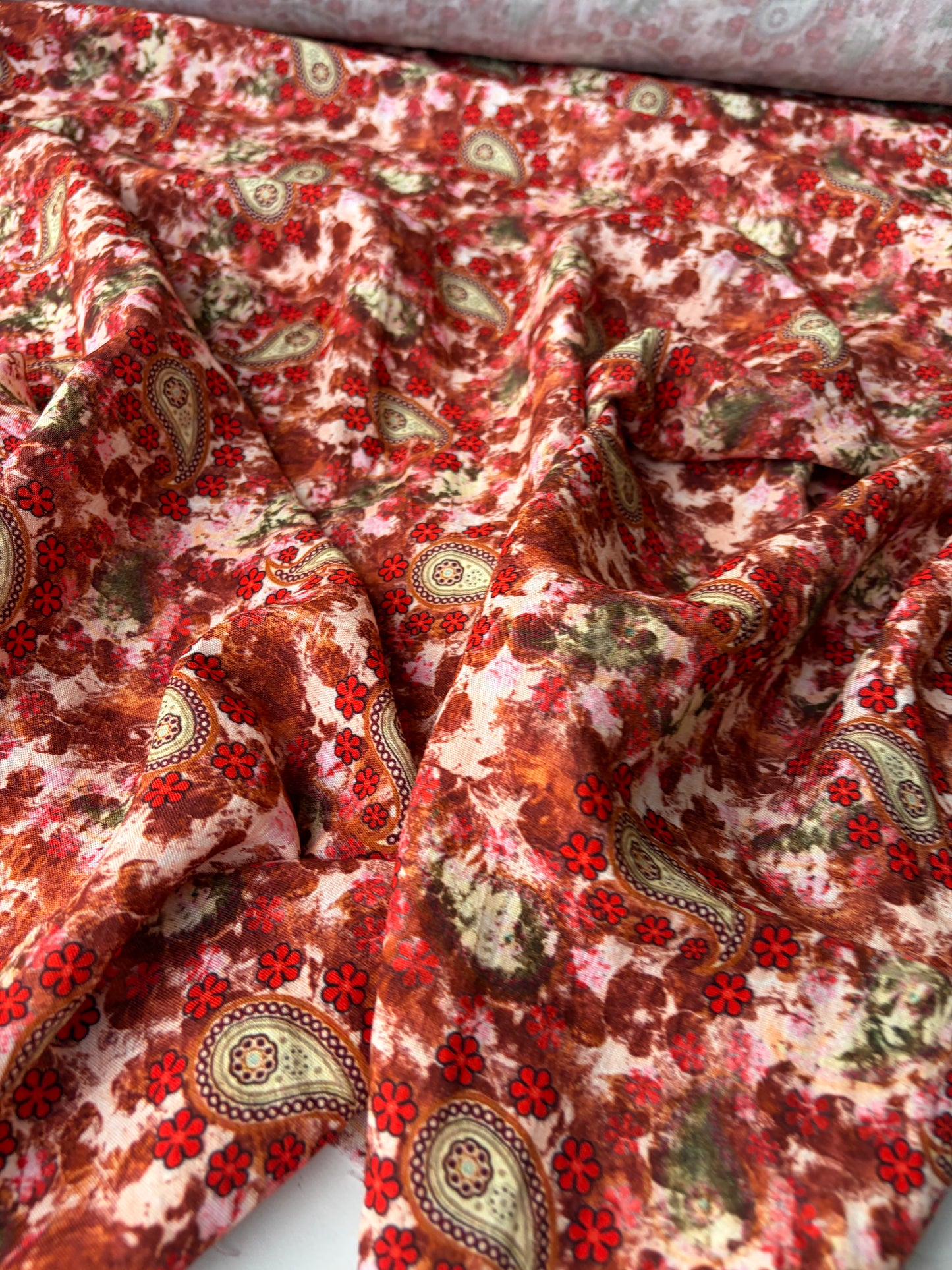 RALPH 050 orange/red flowers and cashemere viscose twill print