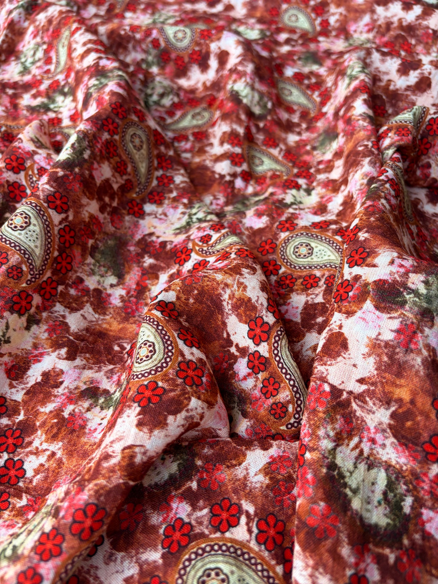RALPH 050 orange/red flowers and cashemere viscose twill print