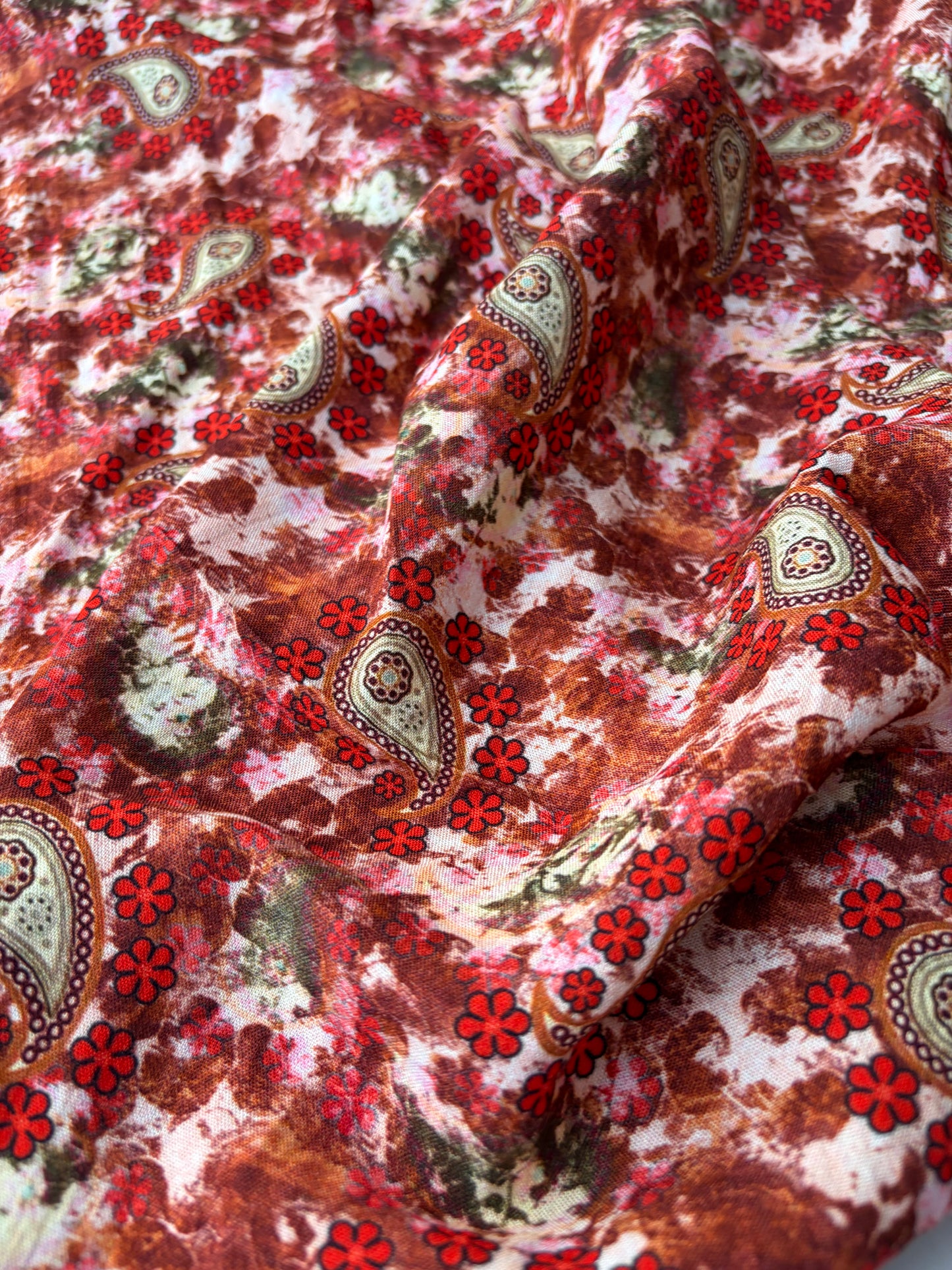 RALPH 050 orange/red flowers and cashemere viscose twill print