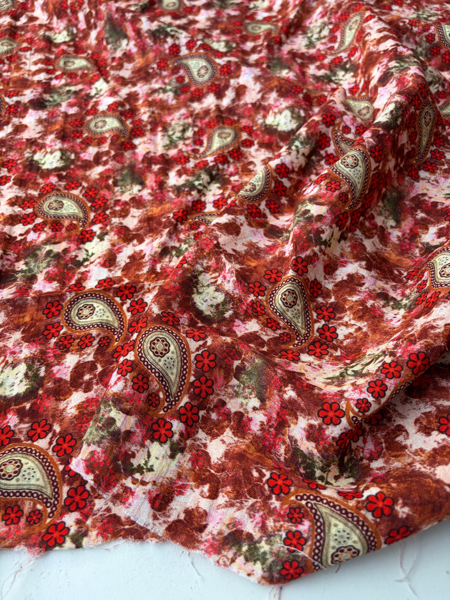 RALPH 050 orange/red flowers and cashemere viscose twill print