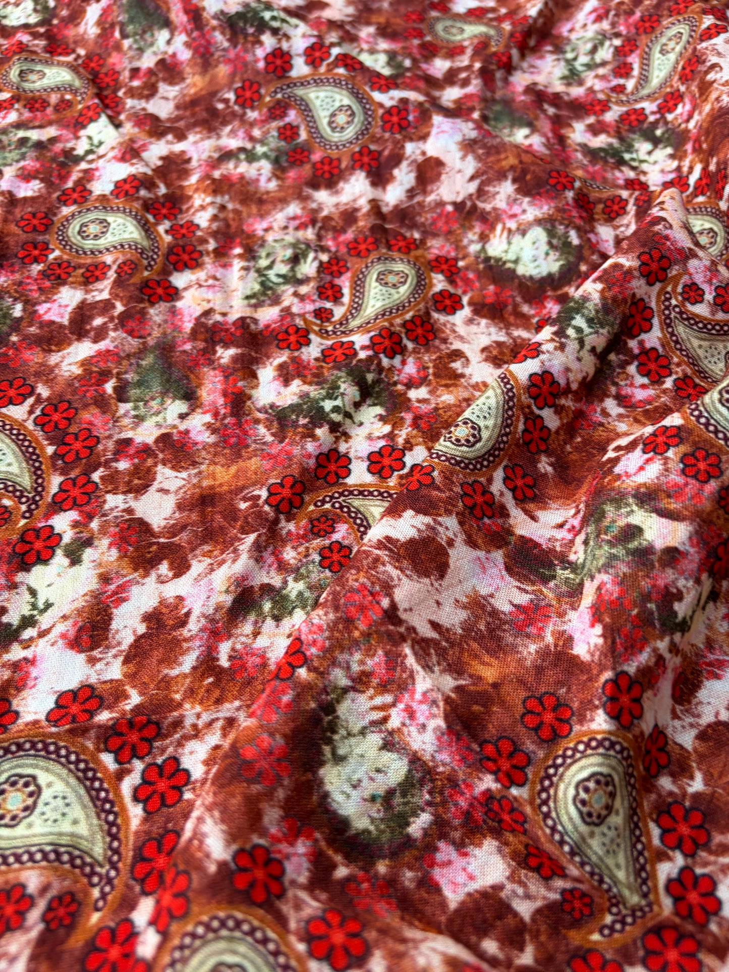 RALPH 050 orange/red flowers and cashemere viscose twill print