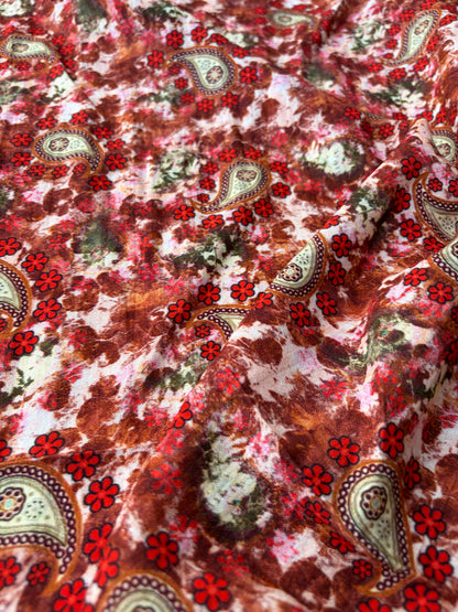RALPH 050 orange/red flowers and cashemere viscose twill print