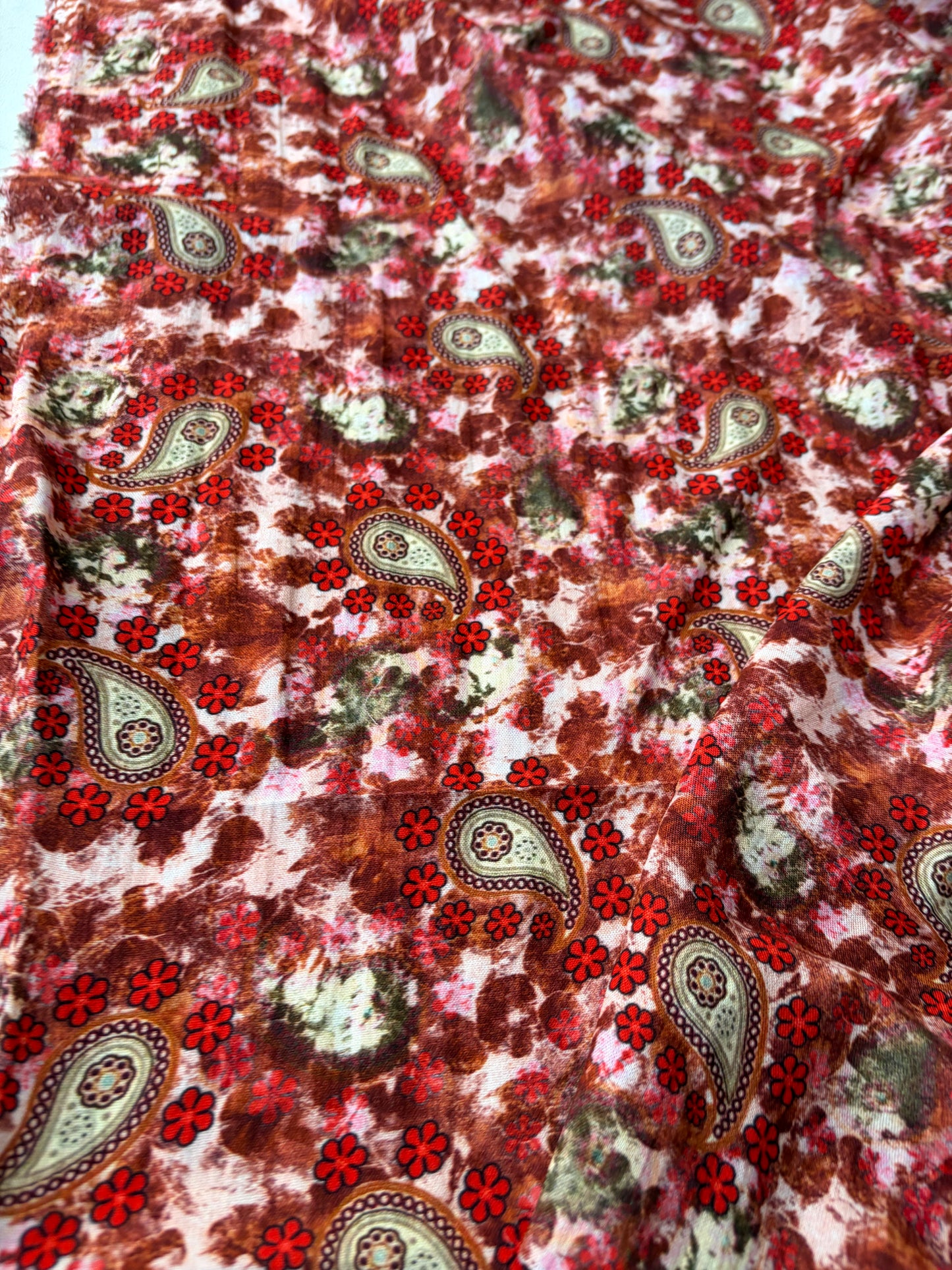 RALPH 050 orange/red flowers and cashemere viscose twill print