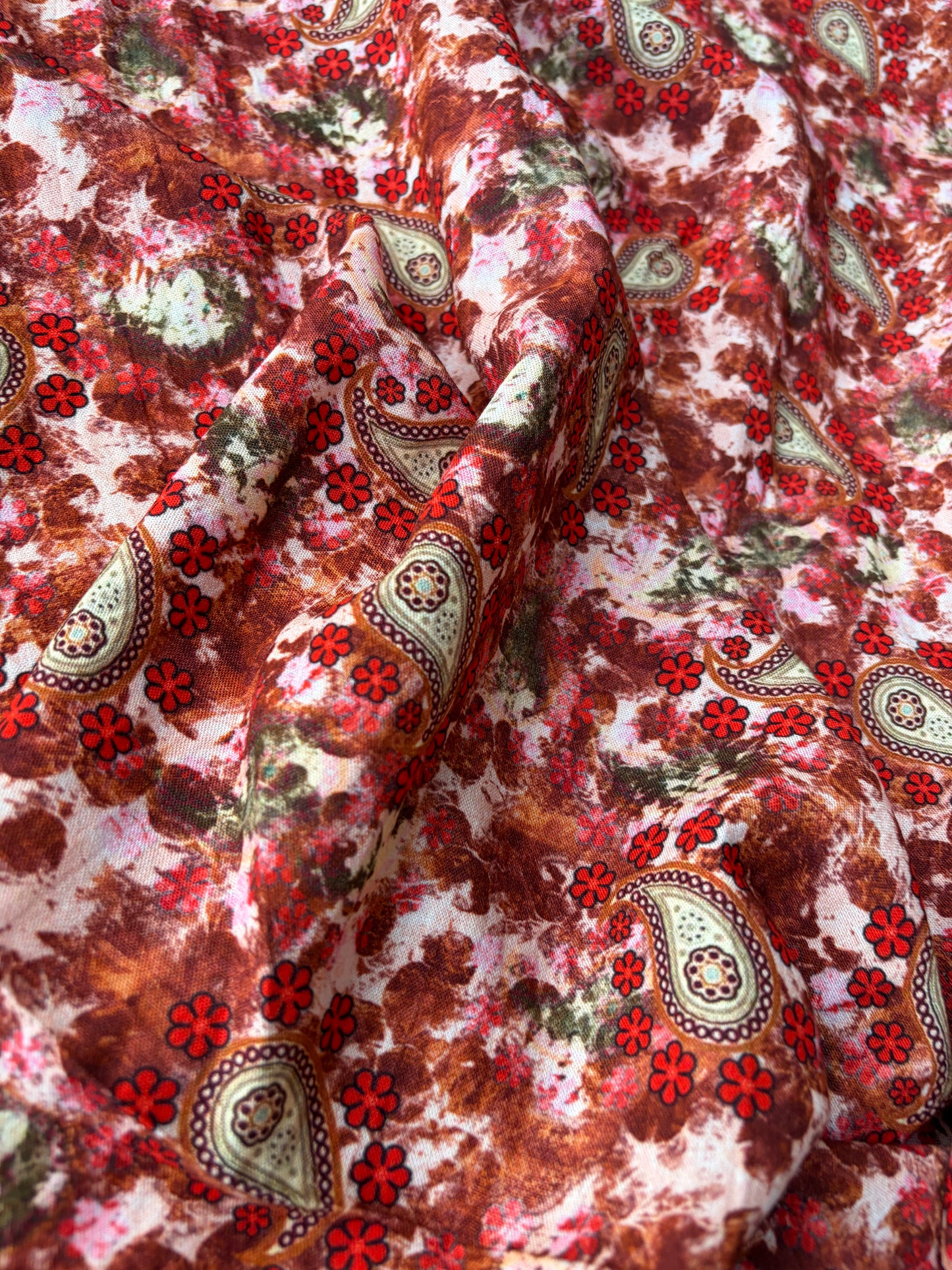RALPH 050 orange/red flowers and cashemere viscose twill print