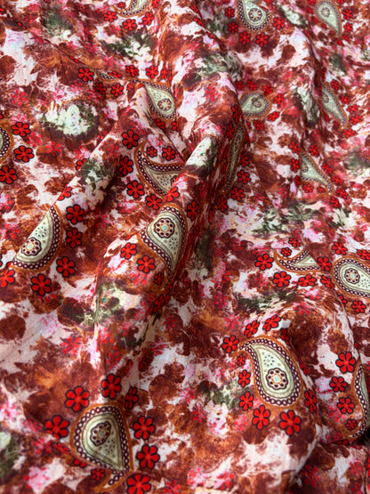 RALPH 050 orange/red flowers and cashemere viscose twill print