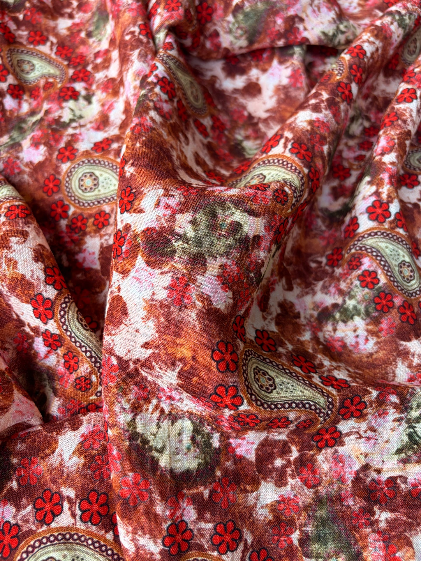 RALPH 050 orange/red flowers and cashemere viscose twill print