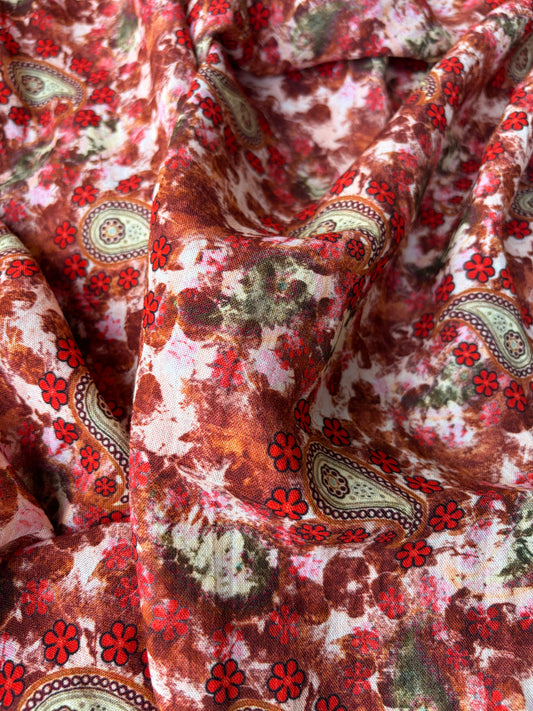RALPH 050 orange/red flowers and cashemere viscose twill print