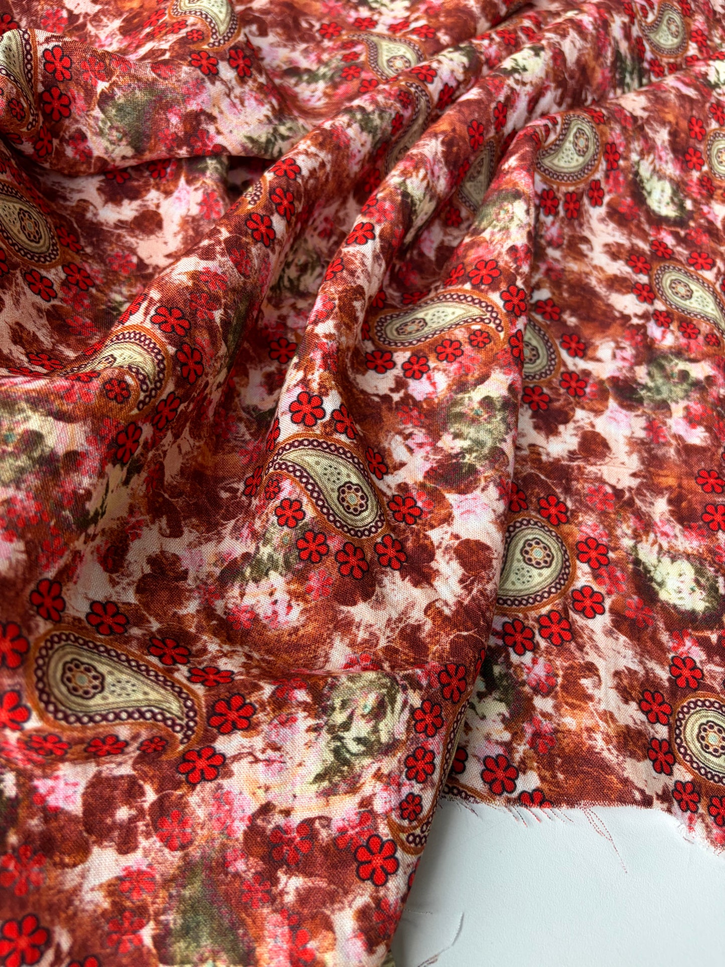 RALPH 050 orange/red flowers and cashemere viscose twill print