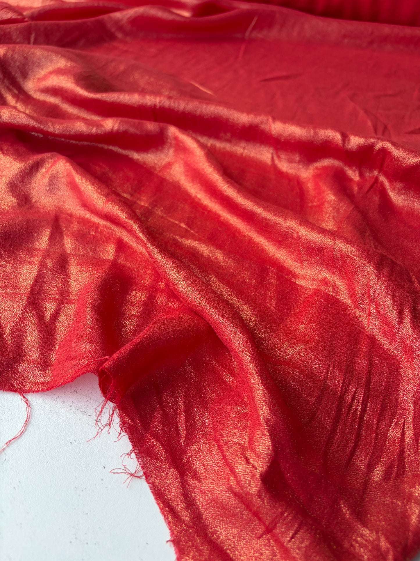 RALPH 052 wetlook cotton voile burnt orange with golden foilprint