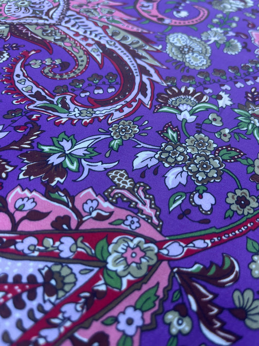 LOUIS 019 viscose satin purple print