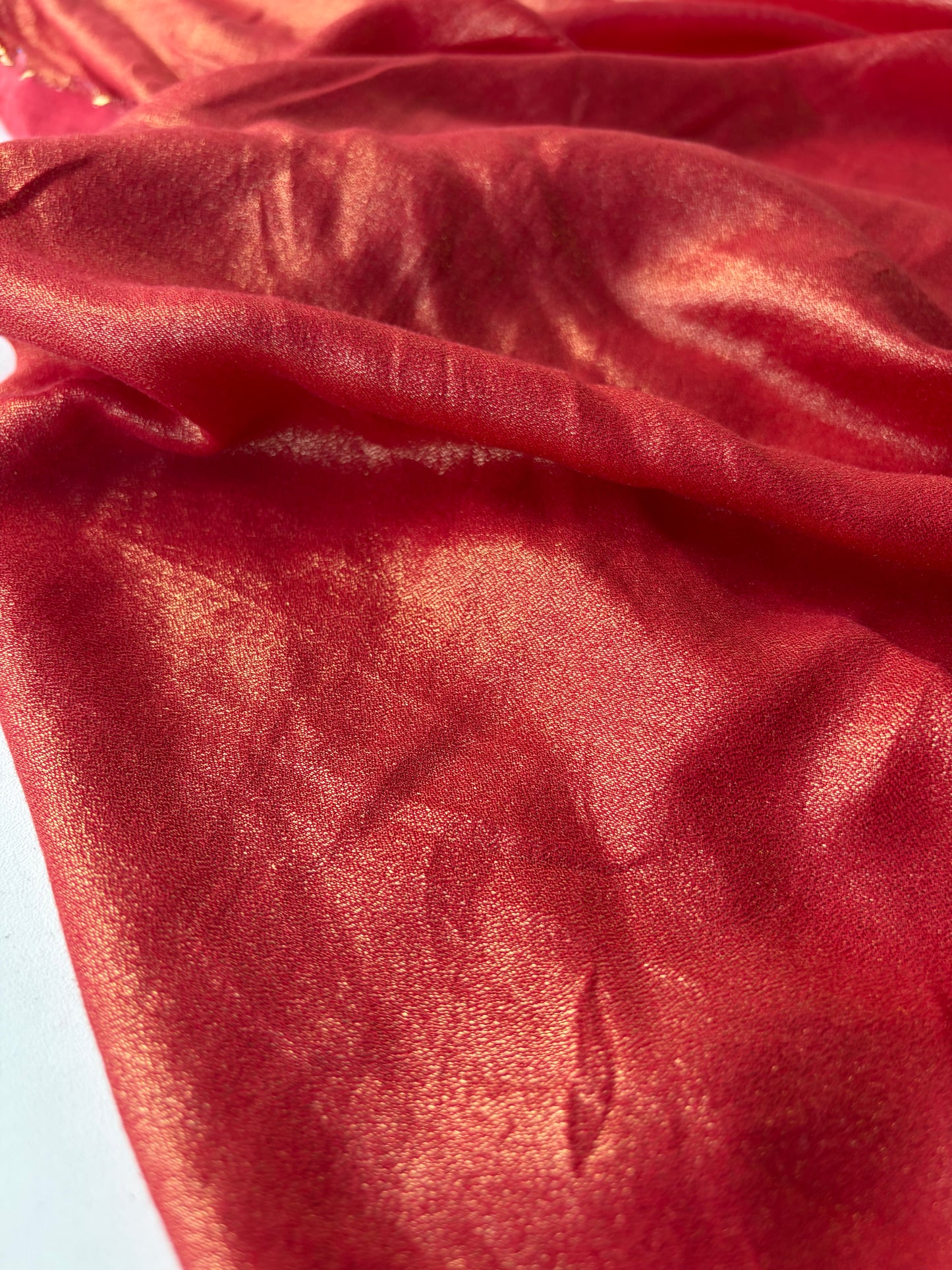 RALPH 052 wetlook cotton voile burnt orange with golden foilprint