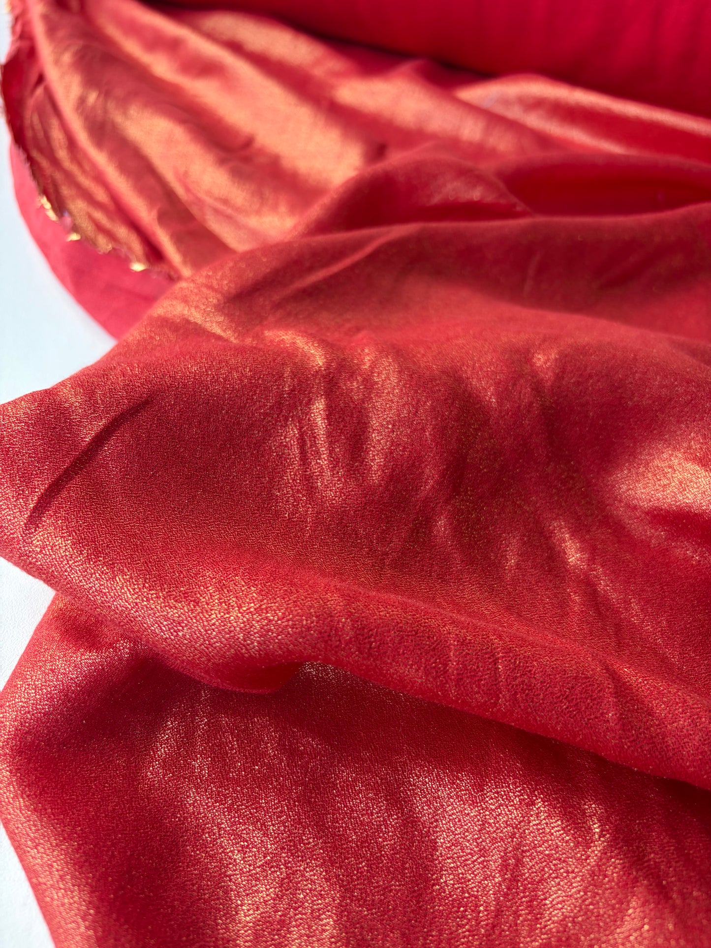 RALPH 052 wetlook cotton voile burnt orange with golden foilprint